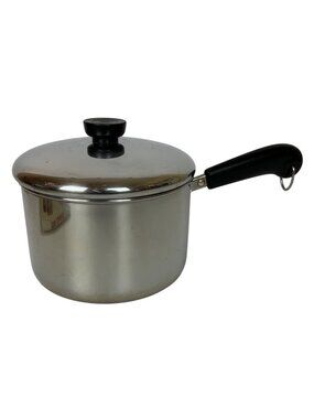 Revere Ware 3 Qt Stainless Steel Saucepan With Lid & Black Handle Vintage 1993